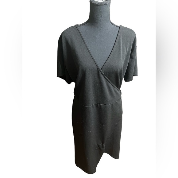 ALMOST FAMOUS Black Asymetrical Faux Wrap Plus-Sized Dress - Picture 1 of 6